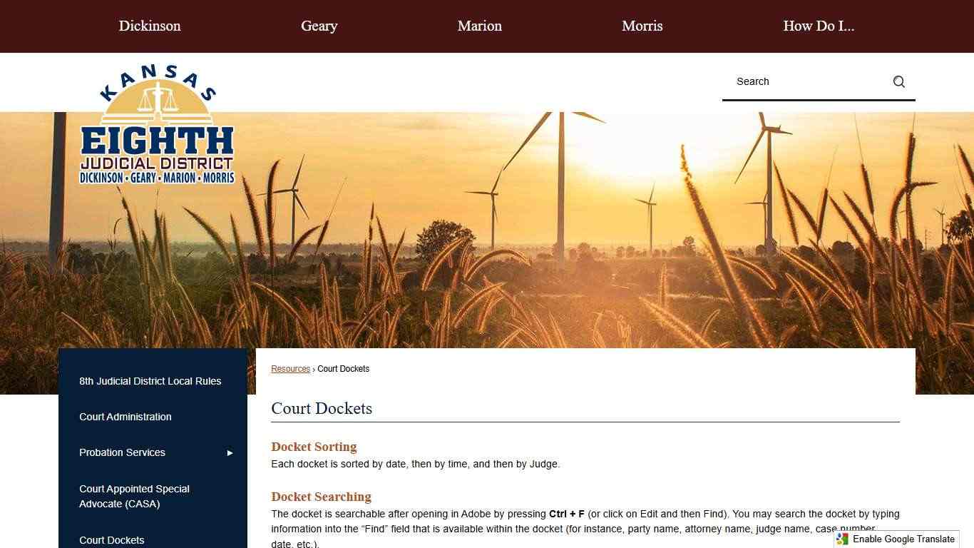 Court Dockets | 8th Judicial District of Kansas